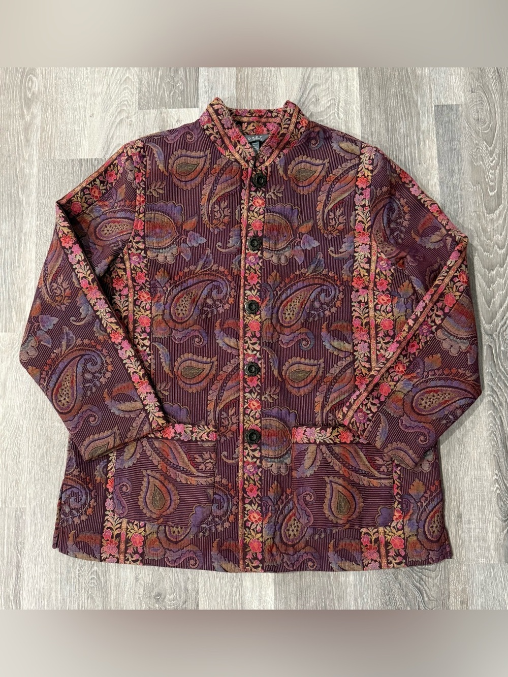 Vintage 90’s Koret Floral Paisley Button Front Tapestry Jacket Collared Pockets